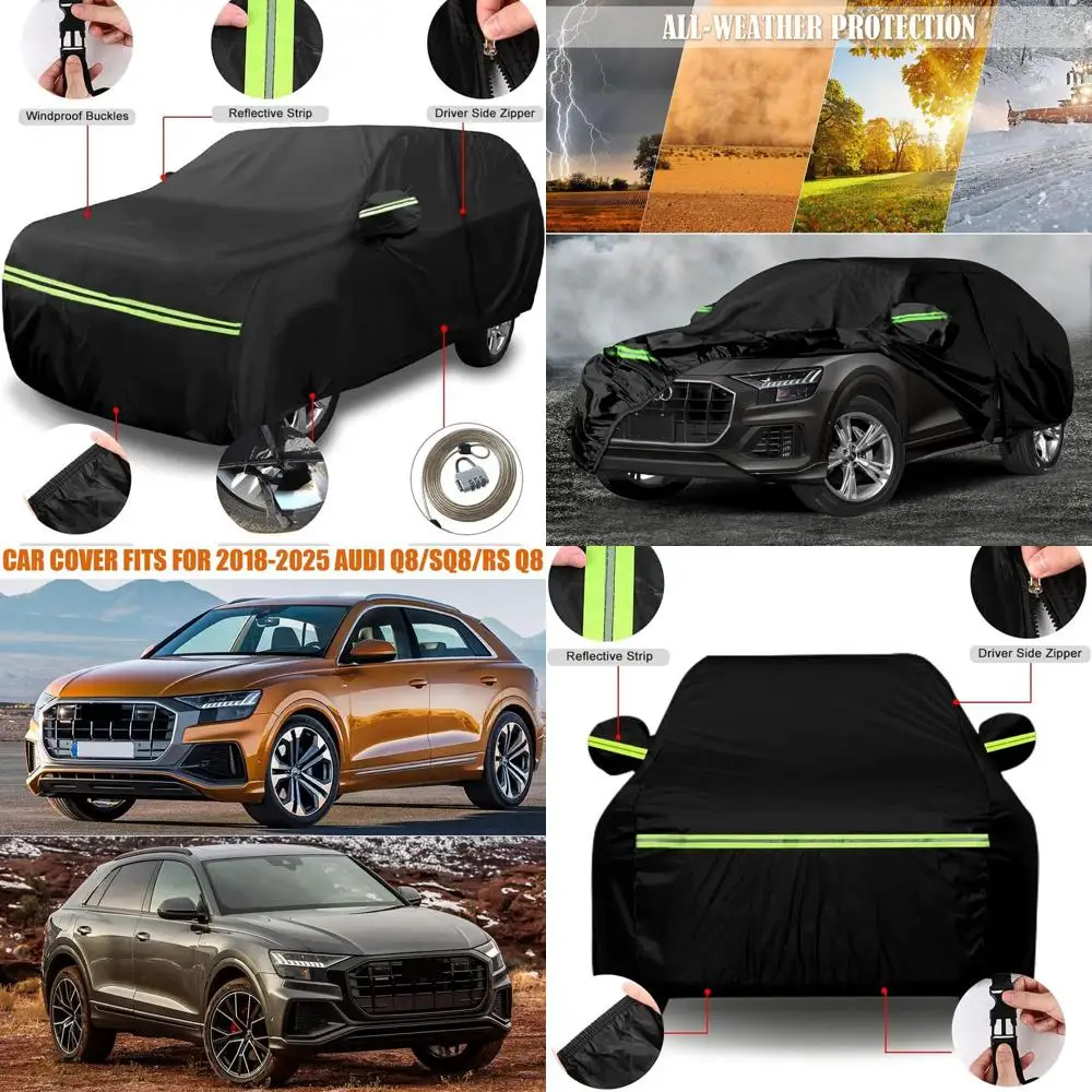 

Всепогодный 6-слойный водонепроницаемый автомобильный чехол для Audi Q8/SQ8 2018-2025 гг., с дверью на молнии и ветрозащитными лентами
