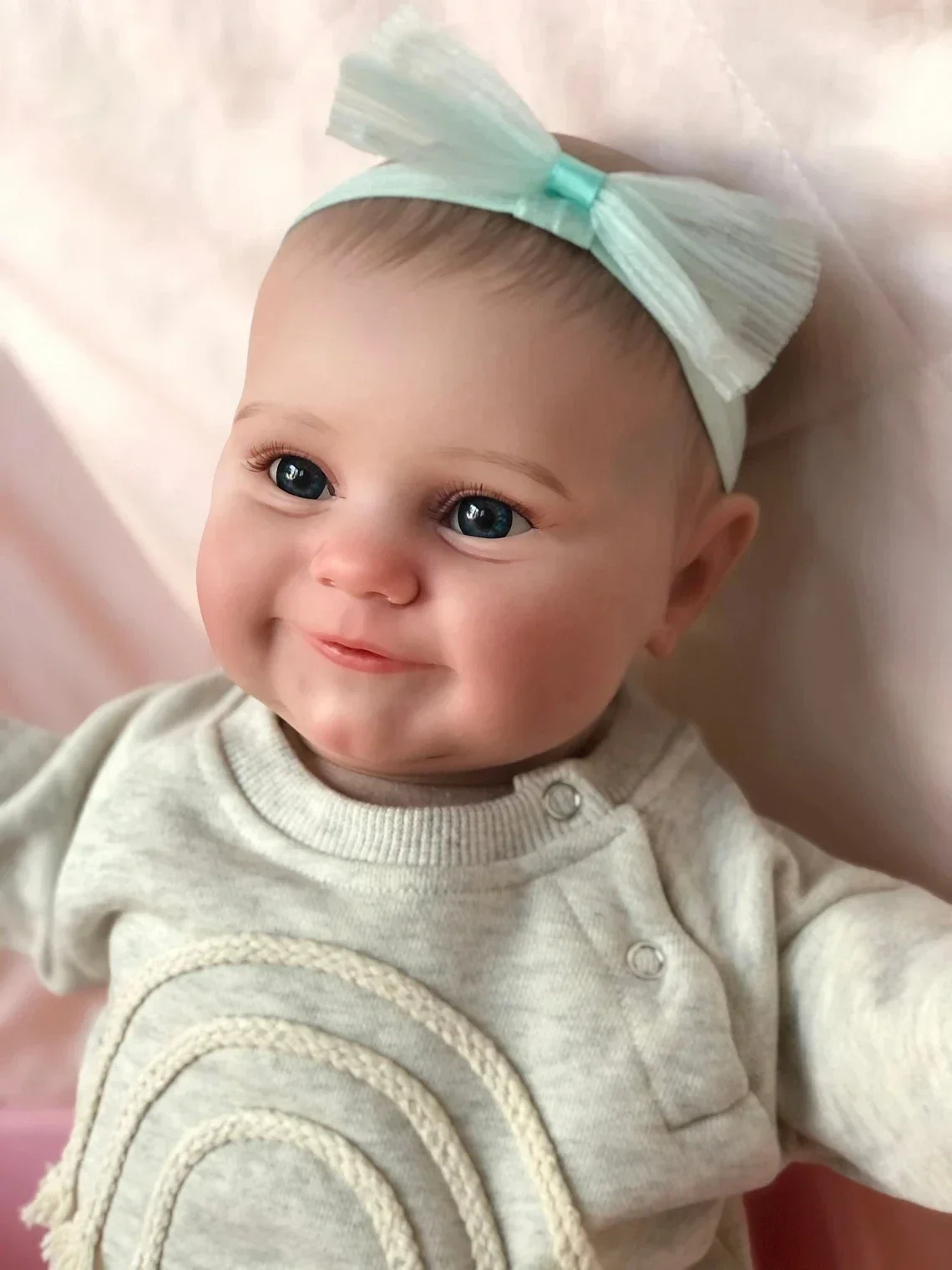 

50CM Reborn Baby Dolls Maddie Smile Girl Lifelike Silicone Vinyl Newborn 3D Skin Visible Veins DIY Toys Christmas Gift For Girls