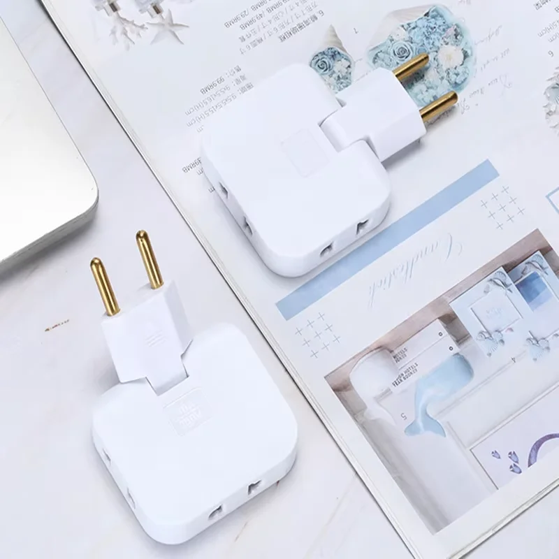 EU Plug 3 AC Outlet Power Strip Multiprise 1 Convert 3 Extension Electrical Socket 180° Rotating Fulfillment Socket AC Adapter