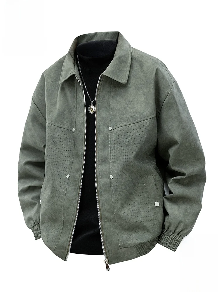 

PaulFrank Retro Workwear Jaet Men's Casual American Sle Leather Coat Spring Autumn New Faion Loose Fit ket Detail