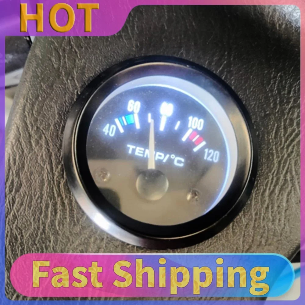 52mm Car Water Temperature Gauge LED White Light Water Tank Level Indicator 12V Water Temp Celsius Gauge with Water Temp Sensor