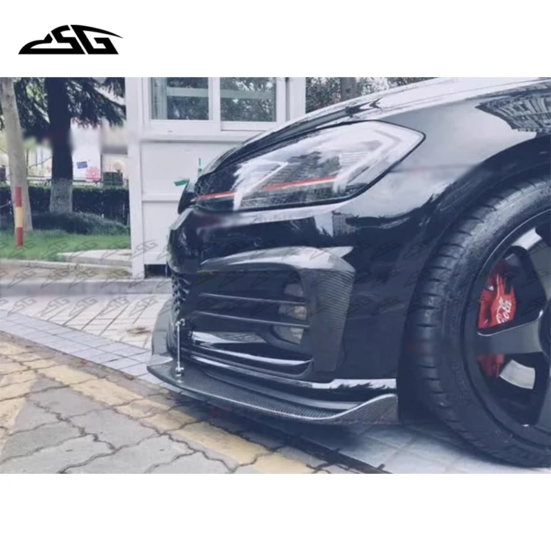 

For Volkswagen VW Golf 7.5 GTI 2018 2019 Carbon Fiber Front Bumper Wind Knife Canards Spoiler Splitter Body Kit