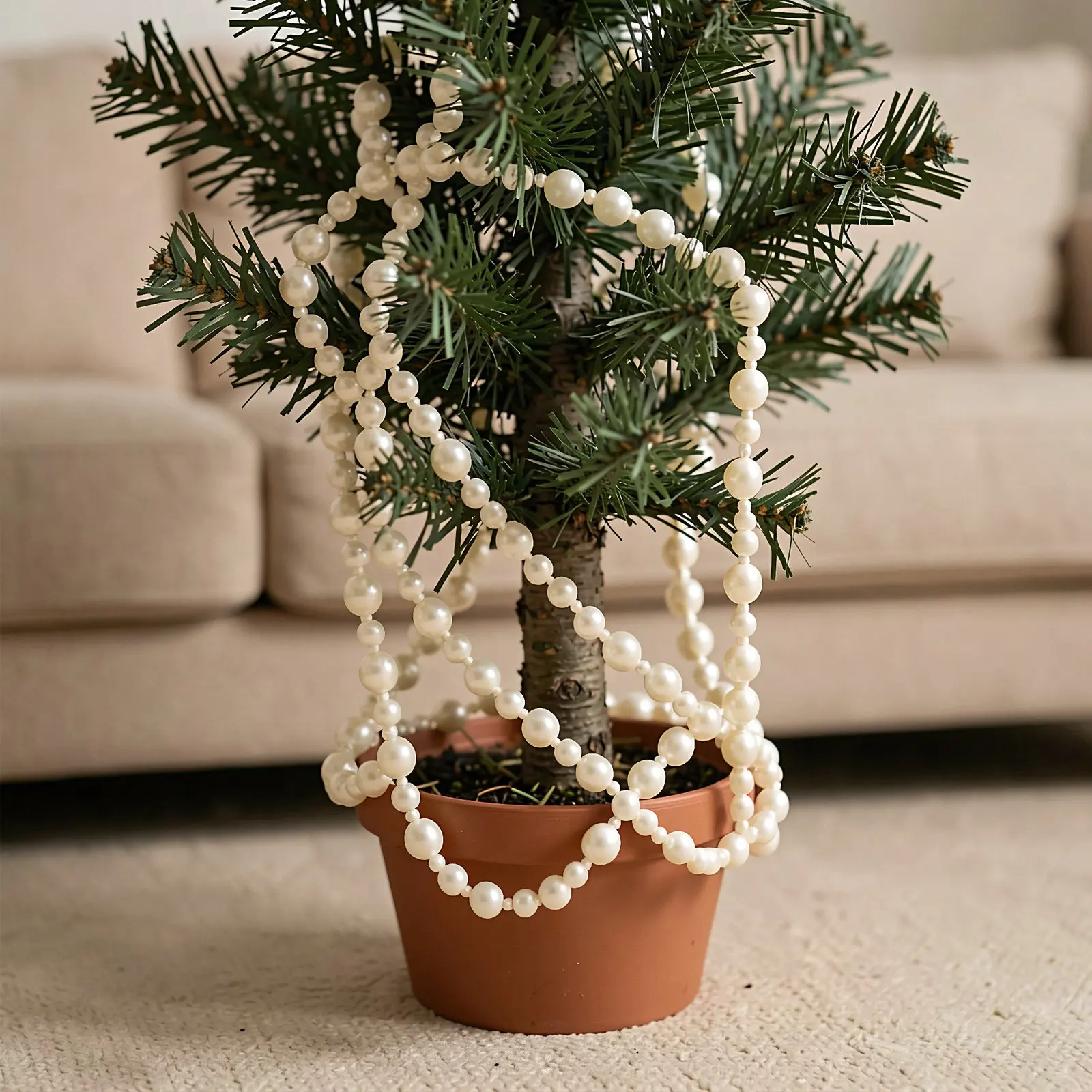Acrylic String Bead Chain Christmas Tree Hanging Pearl Chain Bead Garland Ornament Wedding Party Decorations