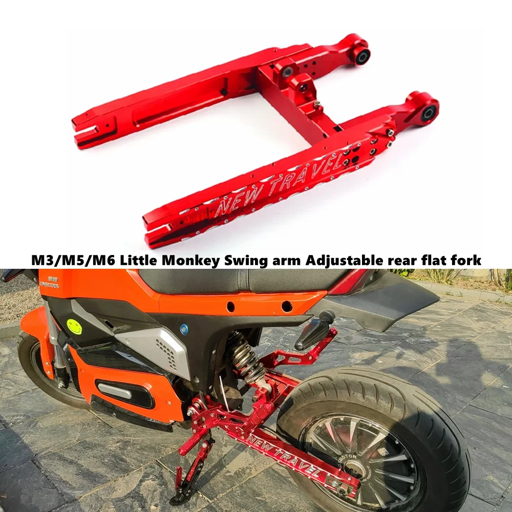 Electric Motorcycle Swing Arm CNC Aluminum alloy Adjustable Rear Flat Fork Suitable for M3 M5 M6 M8 Little Monkey E-bike Modify