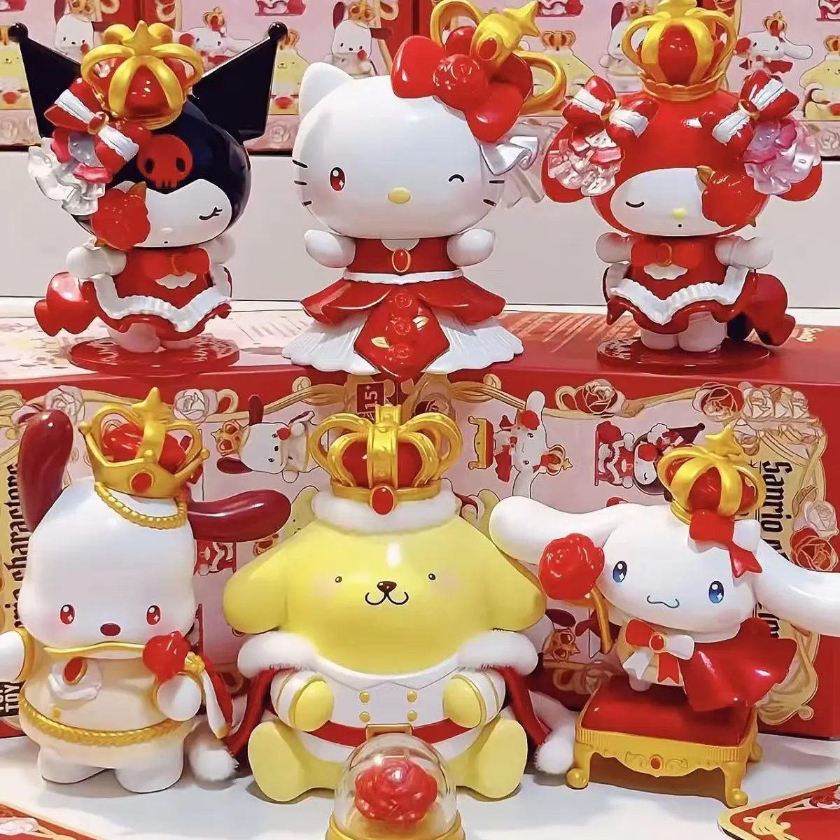 

Hot Sanrio Characters 'Rose Night' Series Blind Box Cute Desktop Decoration PVC Model Figurine Mystery Box Toy Girl Gift