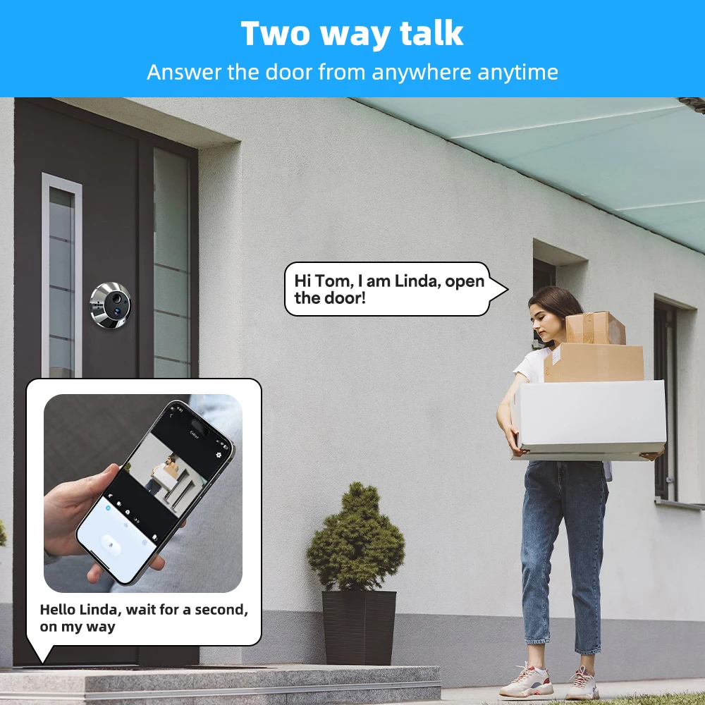 Smart 3MP Mini Digital Peephole Door Eye Camera Wireless WiFi 940nm Infrared IR PIR Motion Detection Digital Viewer iCam365 APP