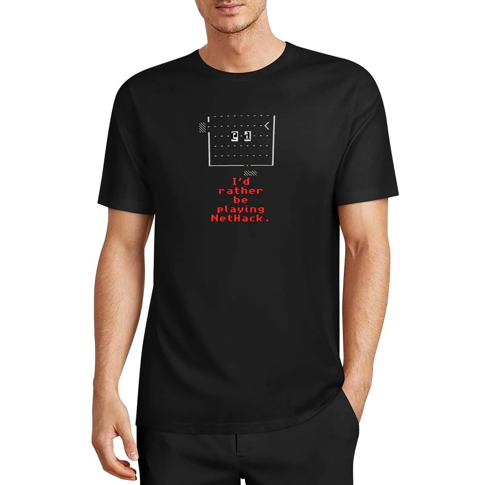 I'd rather be playing NetHack T-Shirt blacks boys whites Men's cotton t-shirt