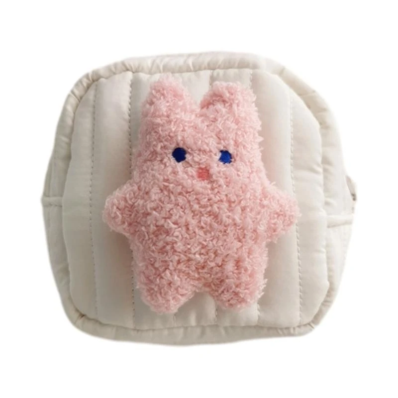 

Y4QA Cartoon Animal Plush Coin Purse Soft Storage Bag Portable Nappy Diaper Earphone Organiser Case Zipper Money