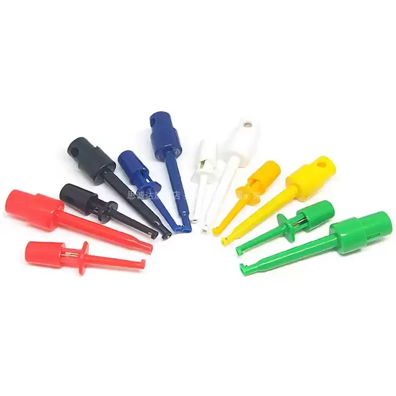 5Pcs IC Test Hooks Miniature Spring Clip Probe Set - Round Crocodile Grabber for Electronic Circuit Testing (Large/Small)