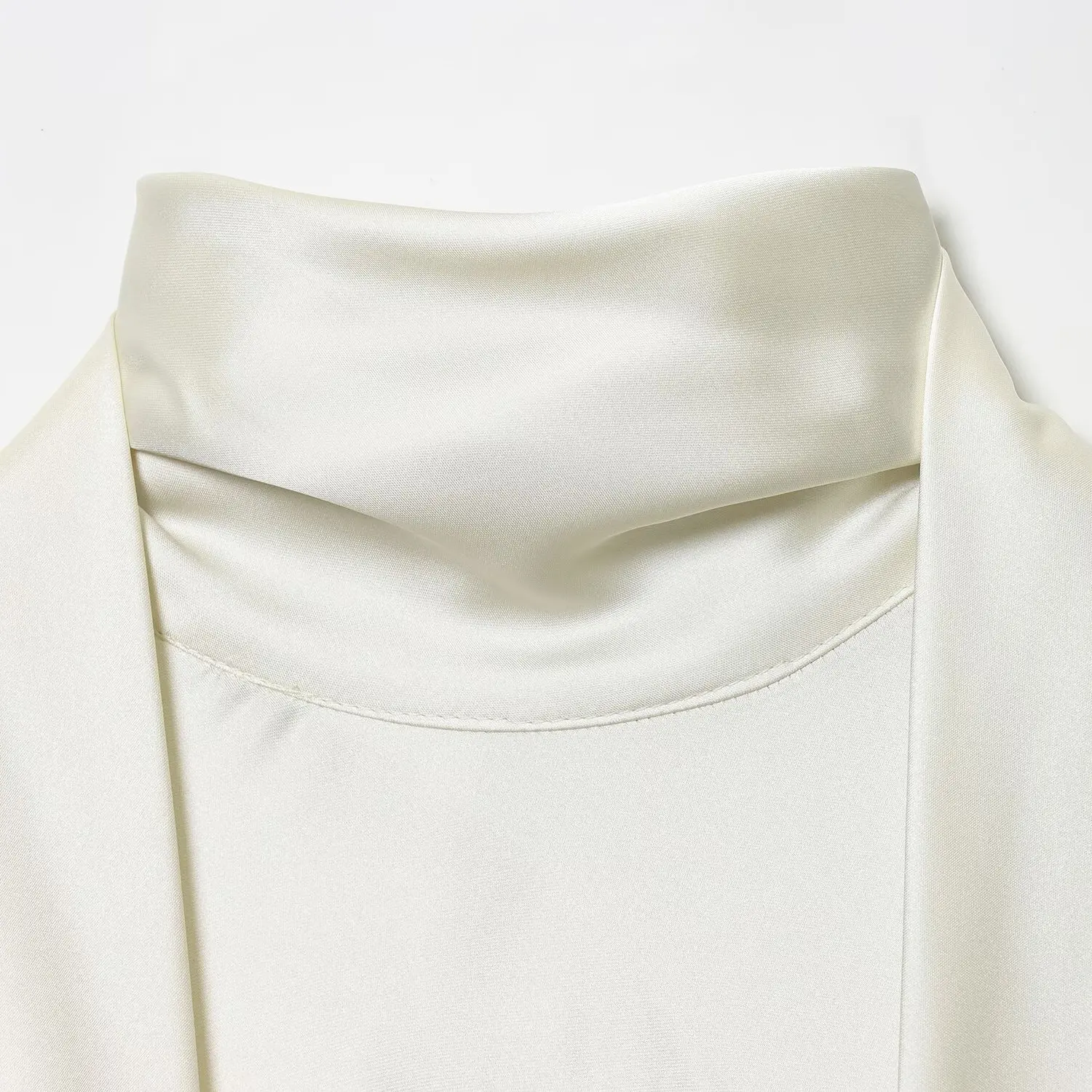 Seidensatin-Feeling-Schal verziert ort Dr Ele Quali Herbst New Sle Damen Faion Straight Tube Rock Long Sve...