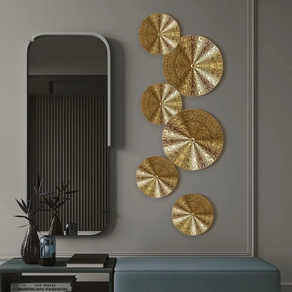 Modern Gold Wall Hanging Decoration Round Plate Photo Props Wall Pendants DIY Iron Wrought Wall Ornament Office