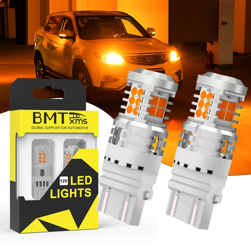 

BMTxms Canbus T25 3156 3157 3457 P27W P27/5W Amber Yellow LED Bulb W21W WY21W T20 7443 W21/5W No Hyper Flash Turn Signal Light