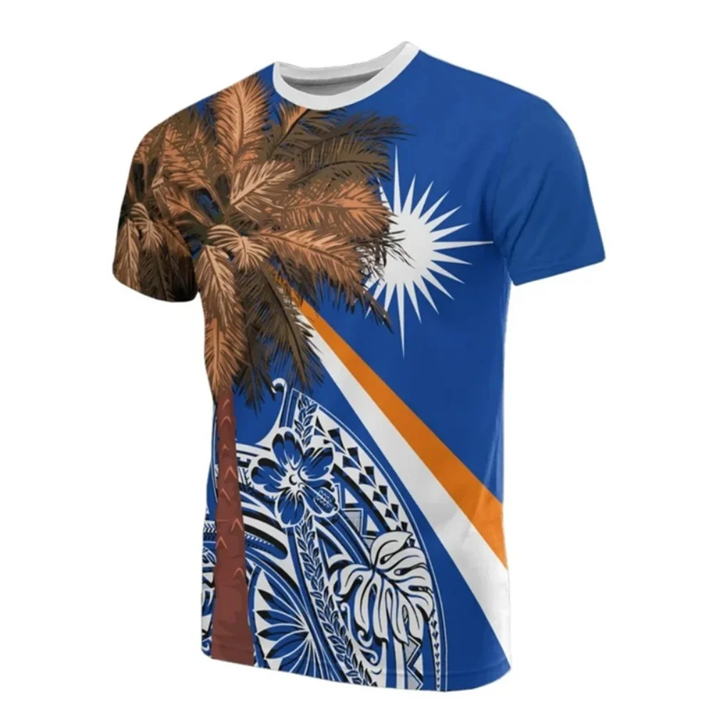 Marshall Inseln Flagge Karte Grafik T Shirts Nationalen Emblem T Shirt Für Männer Kleidung Polynesien Unisex T-shirt Casual Tee Frauen Tops