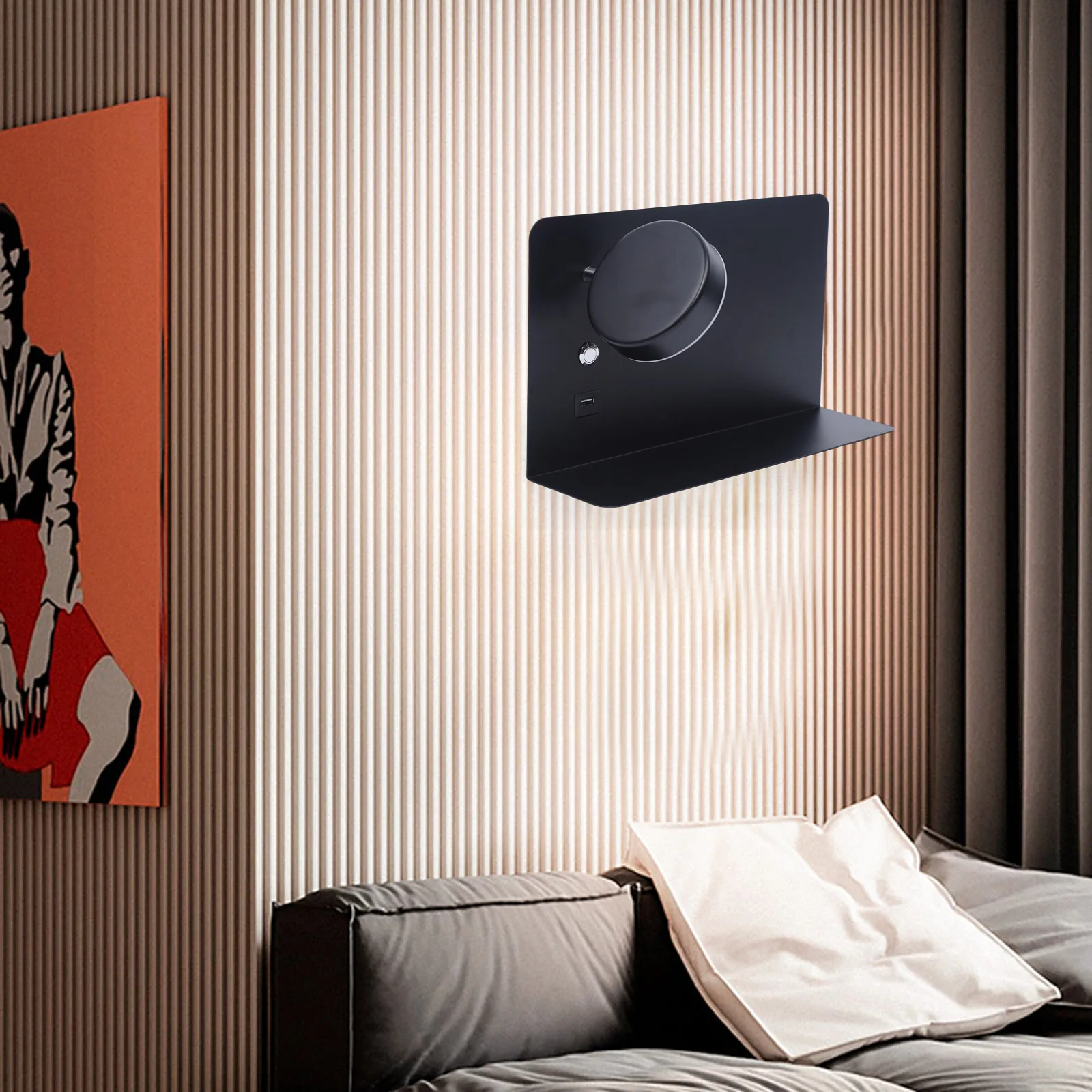 مصباح حائط 7 وات 110 ~ 240 فولت LED مصباح حائط أسود (يسار أفقي) 360 ° تصميم قابل للدوران قابل للتعديل 3 درجة حرارة اللون #2