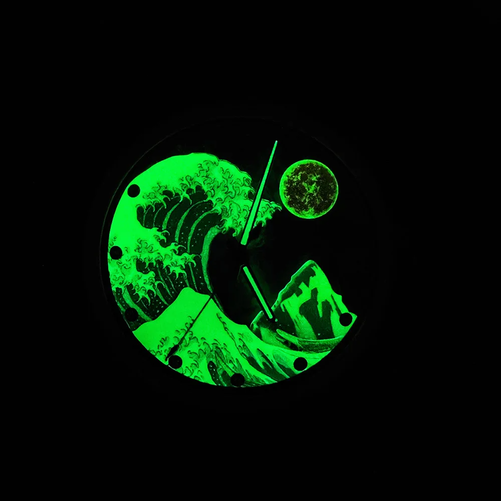 Мужские механические часы 42 мм, волнистый зеленый светящийся циферблат, роскошное сапфировое стекло, автоматические часы MIYOTA 8215, водонепроницаемые часы 10ATM