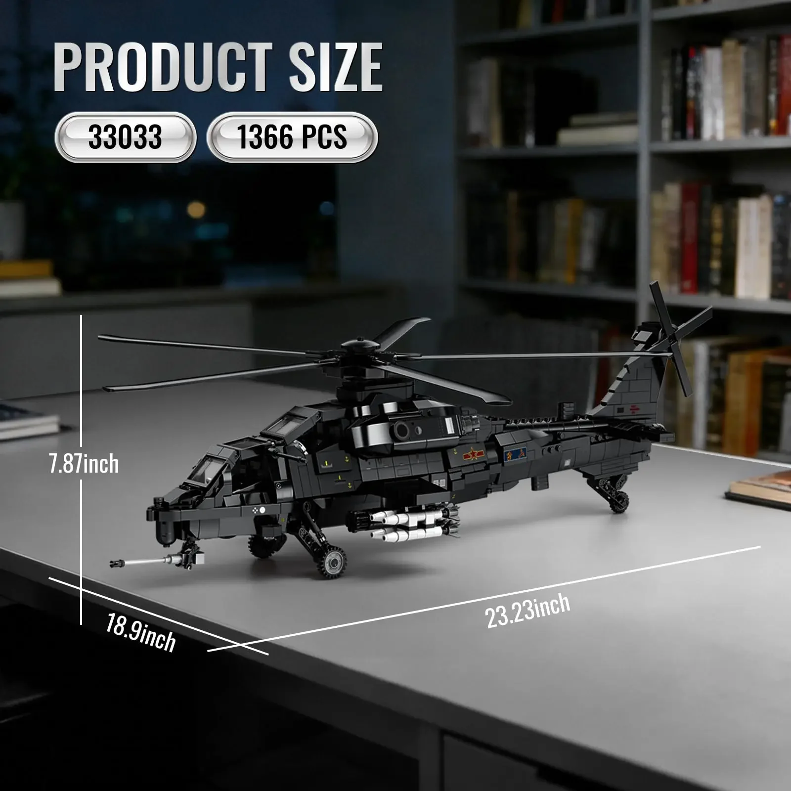 WZ-10 Helicopter Blocks Spring Shock Retractable Landing Gear Sim Missiles Peel Decals Adult Military Hobby Compatible with Lego