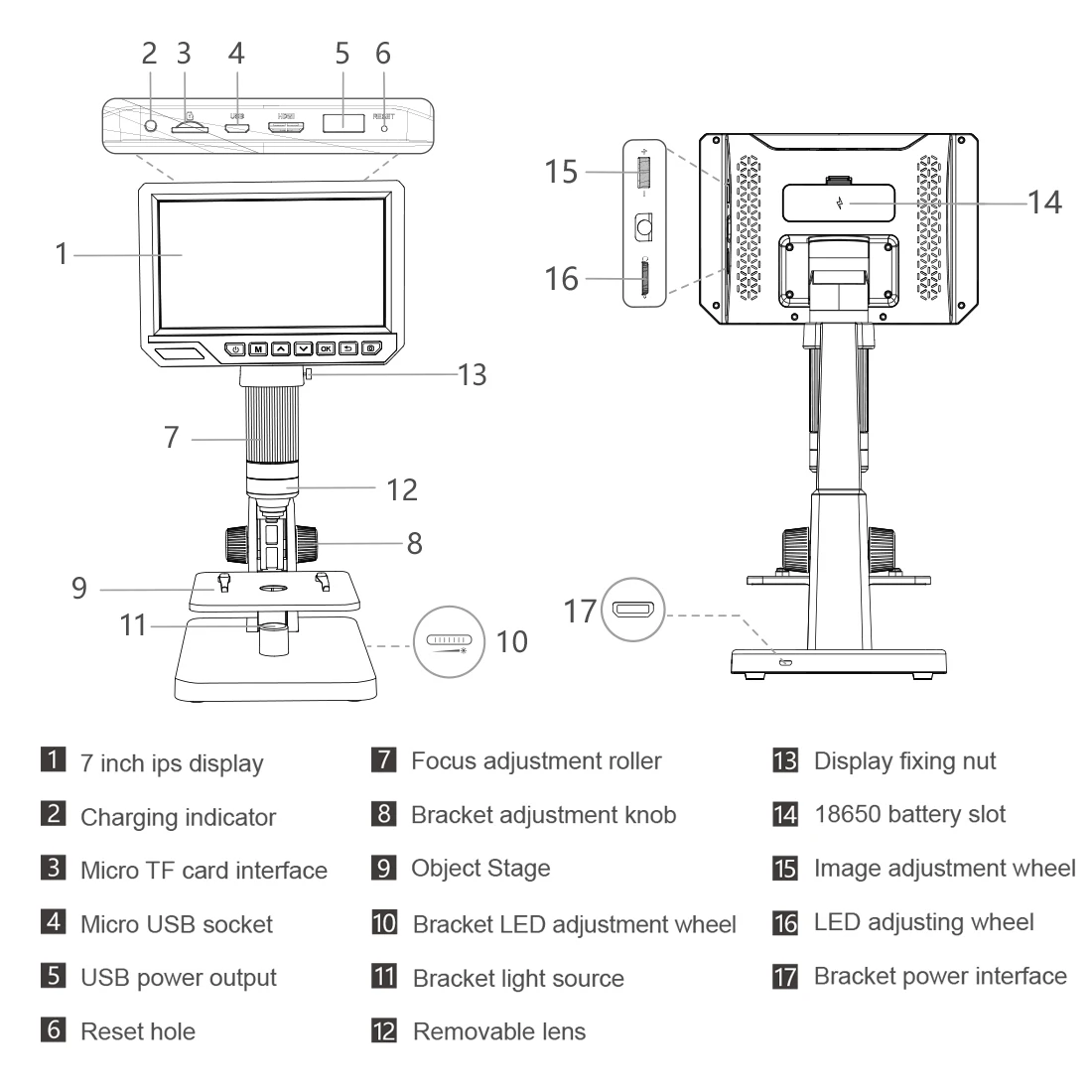 G2000 2000X Zoom Digital microscope with 7 inch HD LCD display electron microscope digital magnifier