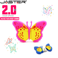 Beautiful USB Flash Drive 128GB Memory Stick USB2.0 Cartoon Butterfly 4G 8G 16GB 32GB 64GB USB Flash Drive Keychain Wedding Gift