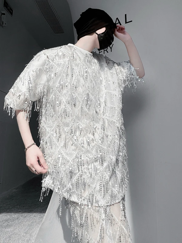 メンズ＆レディース オルト・スヴェ・ティアート ステージパフォーマンス衣装 グリッターフリンジ ブライトコットンポリエステル ロースル・スヴェ...