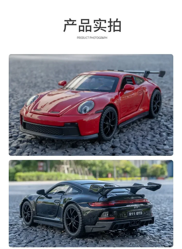 1:32 Porsche 911 GT3 alta simulazione pressofuso in lega di metallo modello di auto Sound Light Pull Back Collection regali giocattolo per bambini F582