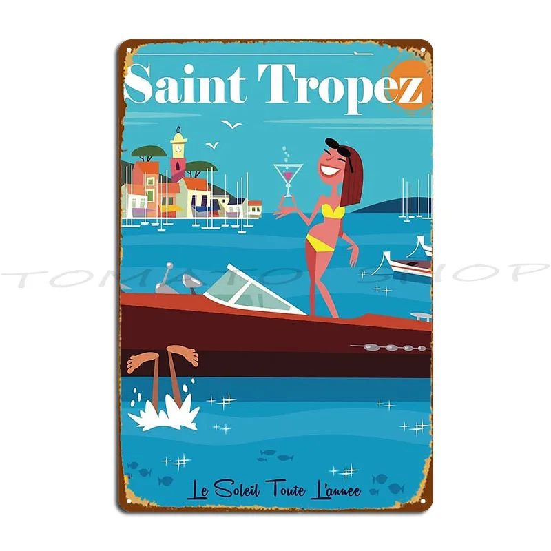 Yacht St Tropez  Antibes Port Cros Metal Plaque Plaques Pub Garage Garage Plaques Customize  Tin Sign Poster