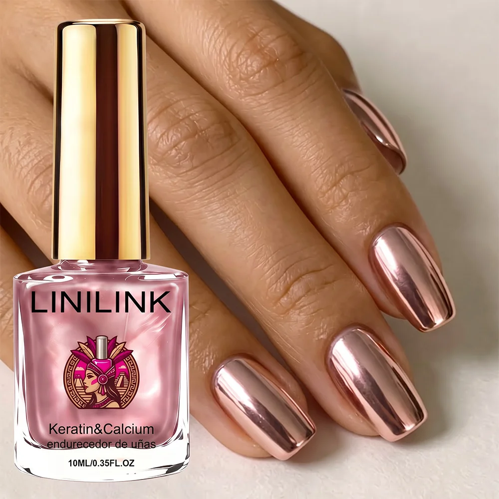10ml Keratin Nail Strengthener | Rose Gold Mirror, No LED Quick-Dry, Easy to Apply, Fall/Winter Polish, Y2K, Daily/Work/Party