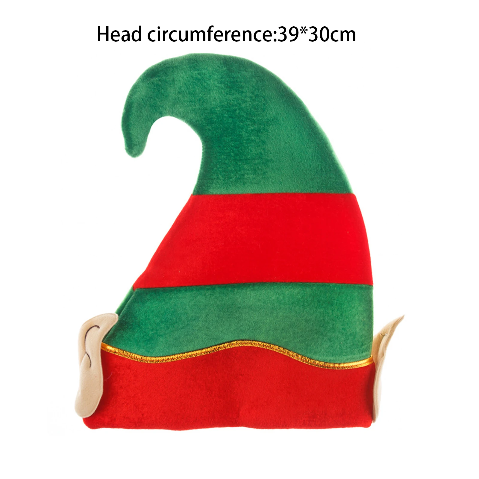 1 قطعة سانتا مساعد عيد الميلاد تأثيري قزم مهرج قبعة مزينة مع آذان مرفقة قبعة للجنسين عطلة قبعة زينة عيد الميلاد