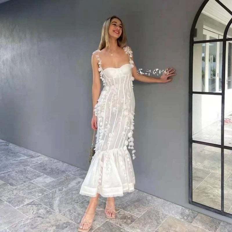 2024 Vacation Outfits For Women Fashion New Patchwork Sleeveless White Mermaid Sexy Strapless Summer Long Party Dresses