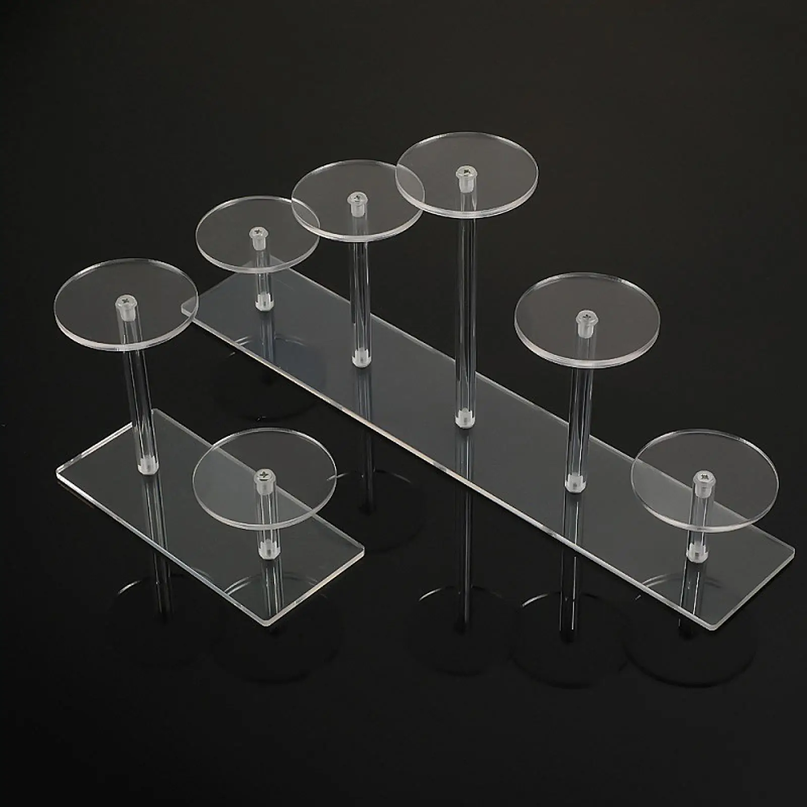Acrylic Display Riser Stand with 5 Circular Layers Jewelry Display Stand Cupcake Stand for Toys Cosmetics Perfume Dolls Rings