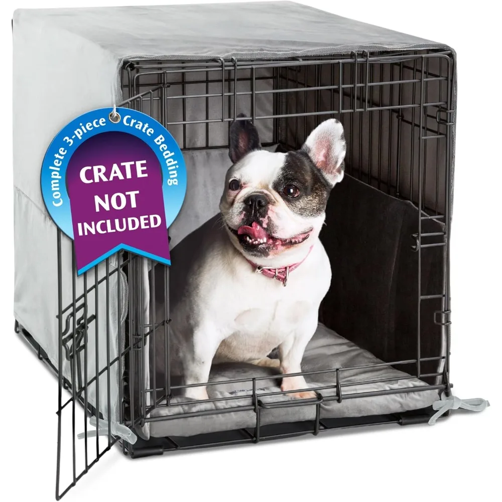 

Pet Dreams Dog Crate Cover Set - Small to Extra Large Crate Cover Sets Include Dog Kennel Cover, Dog Crate Pad