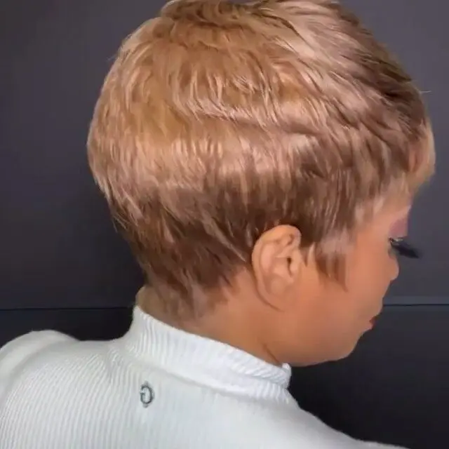 Vrouwen Korte Rechte Bruine Gemengde Synthetische Natuurlijke Haarveilige Pixie Cut Pruiken