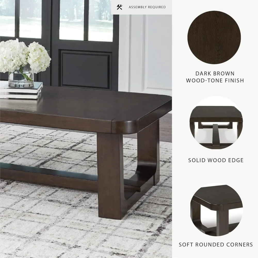 تصميم مميز لطاولة القهوة الحديثة من Ashley Breckington مع قاعدة Trestle، بني داكن