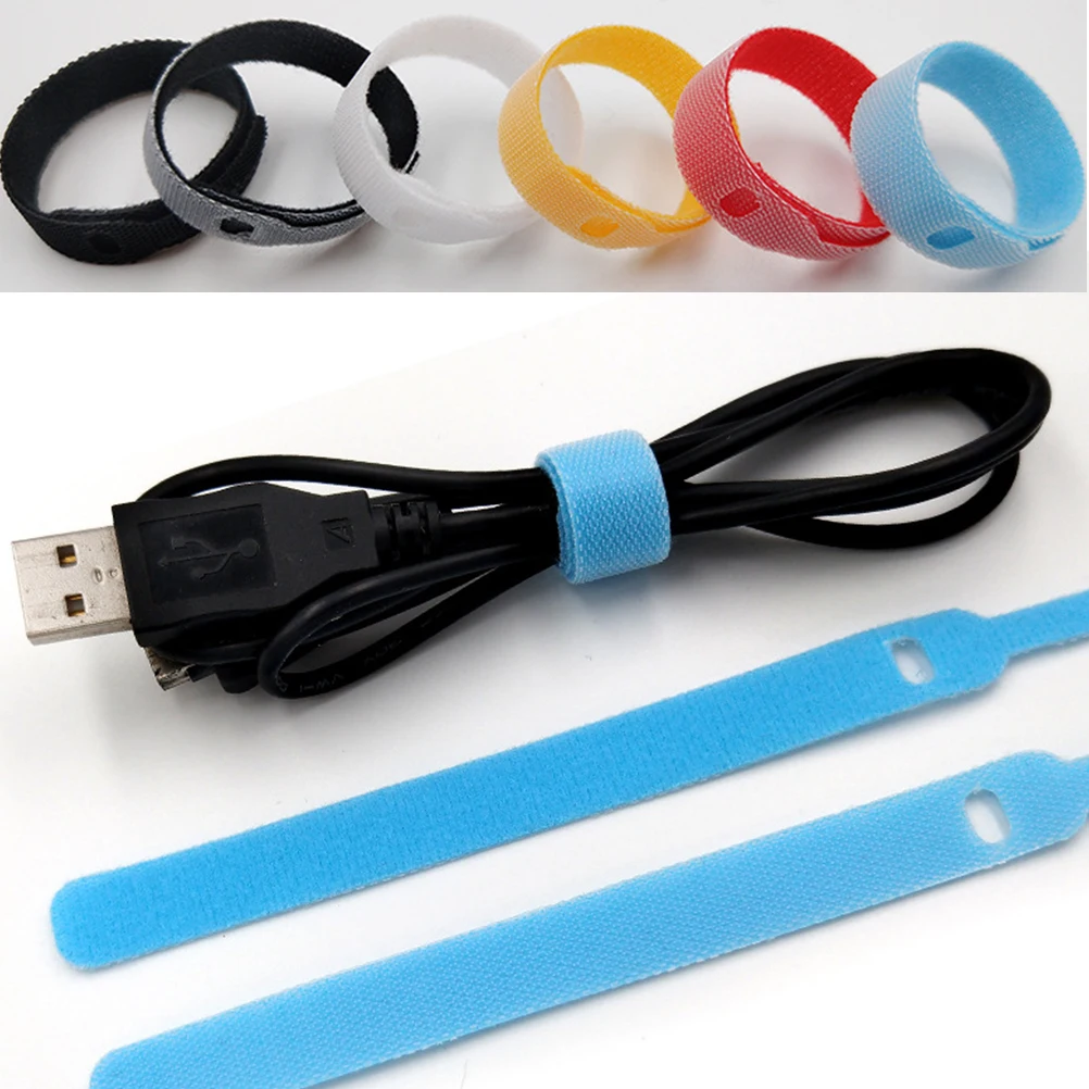 

100 Pcs Tie Data Cable Storer Sticker Management Strap Ties Power Cord Bundle