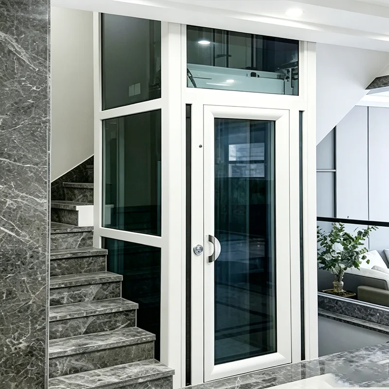 Glass Panoramic Home Lift 320kg 4 Stops Round Transparent Cabin with Stainless Frame for Modern Villa Interior Design Customized