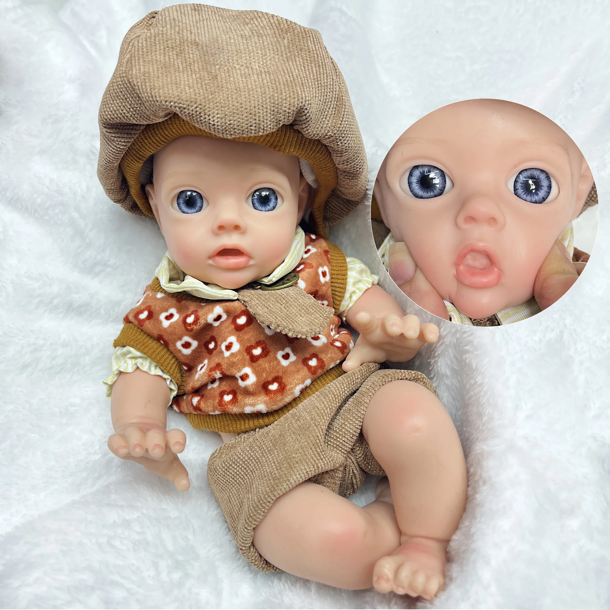 

25CM Baby Boy/Girl Full Soft Solid Silicone Reborn Baby Dolls Handmade Painted Newborn Baby Dolls With Adorable Dress For Kids