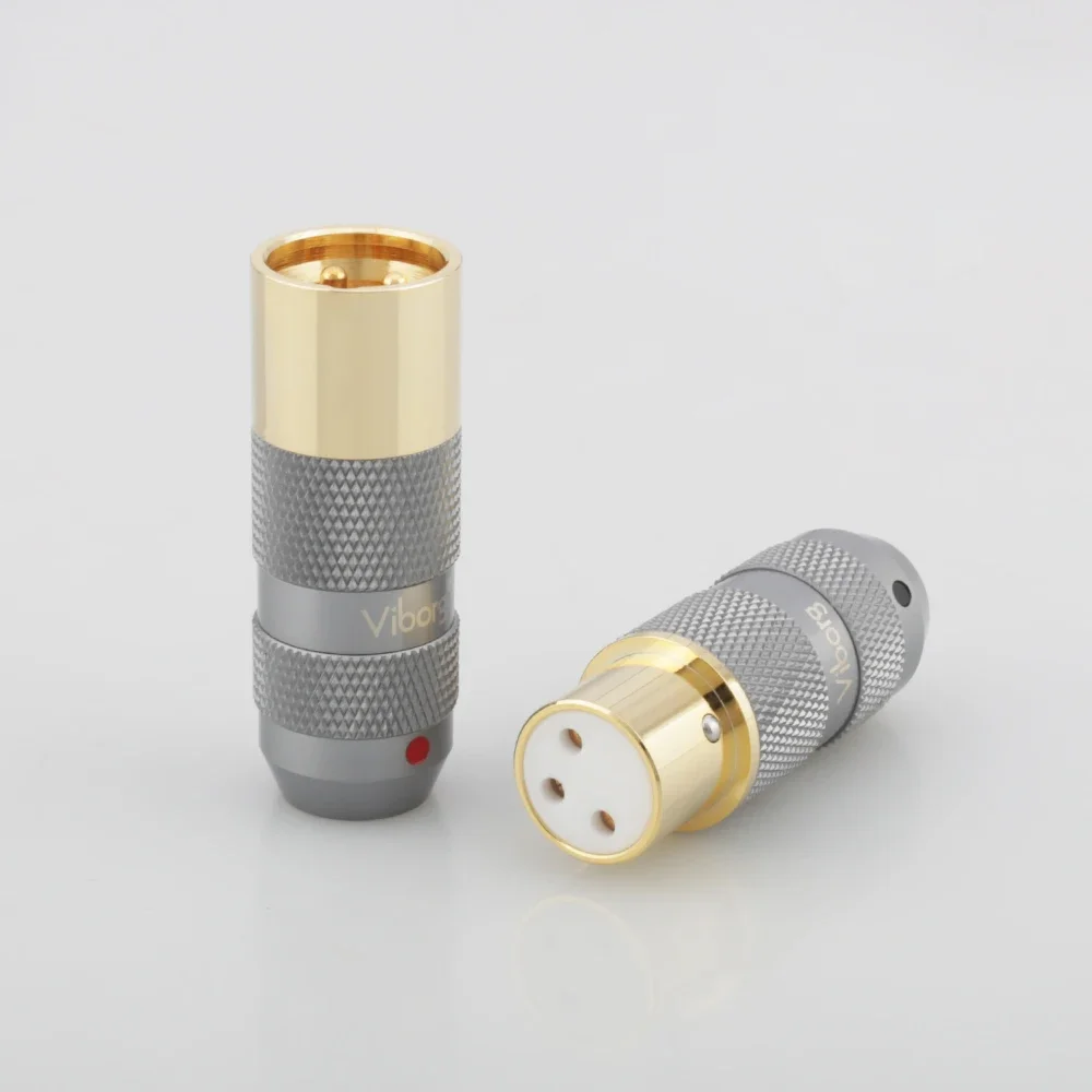 4 peças cabo de áudio hifi equilíbrio 3 pinos viborg 99.998% cobre puro 24k banhado a ouro plugue conector xlr