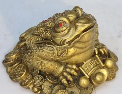 china fengshui bronze copper Wealth money Golden Toad frog beast statue