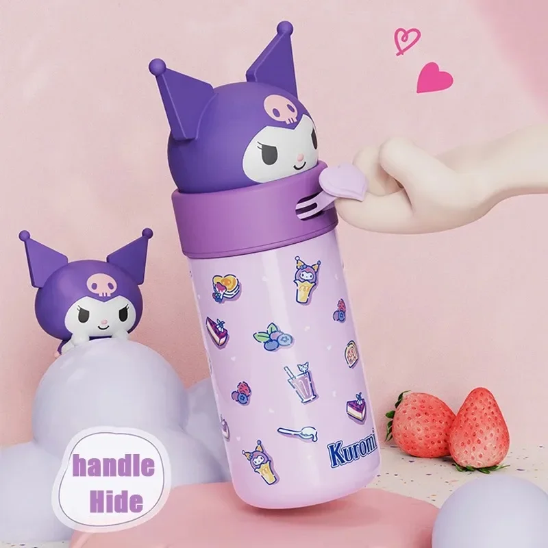 Sanrioed Kawaii كوب ماء 350 مللي سينامورولز بلدي ميلوديس أكواب الترمس أنيمي الكرتون كورومي عصير معزول زجاجة ماء لعبة الهدايا