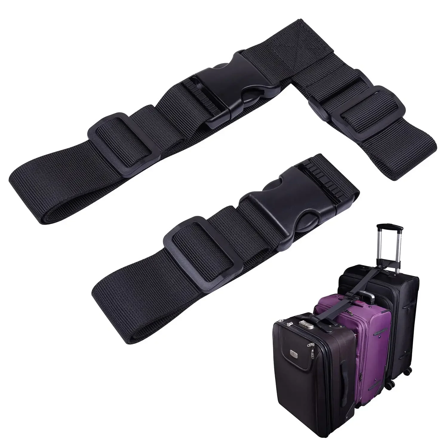 Adjustable Luggage Strap Connector - Durable Nylon T-Shaped Luggage Tie Down with Detachable Buckle for Secure Travel