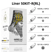 QUELLE 50 Uds. Agujas de cartucho de tatuaje profesionales mixtas con cartuchos de seguridad de membrana aguja de tatuaje desechable