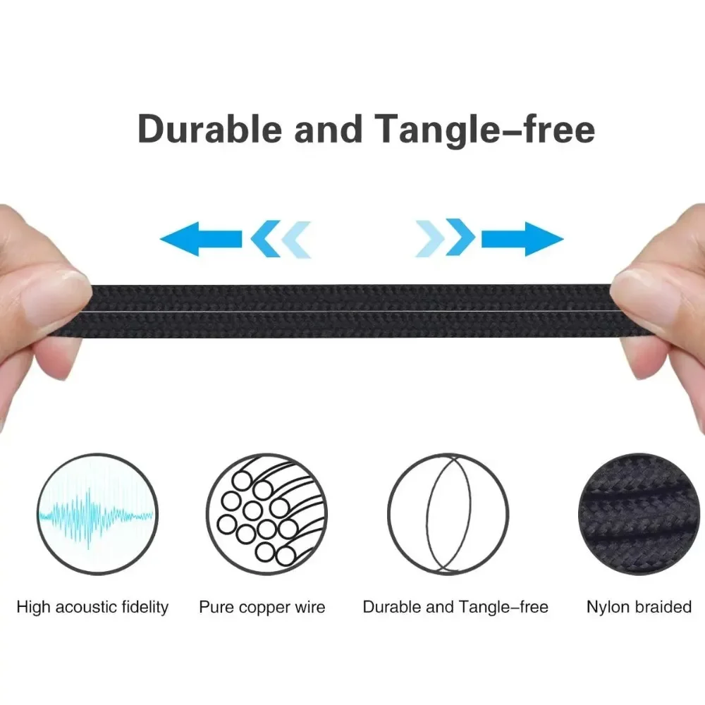 Cable de extensión trenzado de nailon de repuesto de 6,35mm para auriculares Shure SRH440 SRH840 SRH940 SRH750DJ SRH 840 940 440 750DJ