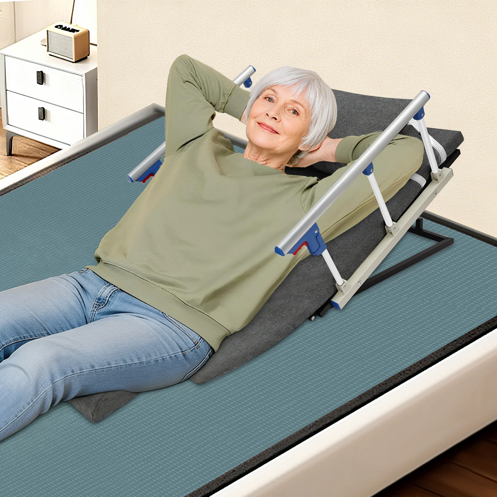 Elektrische Hebe-Bett-Rückenlehne Grau Verstellbare Elektrische Bett-Rückenstütze, Elektrische Hilfs-Rückenlehne mit Kabelgebundener Fernbedienung – Detail 1