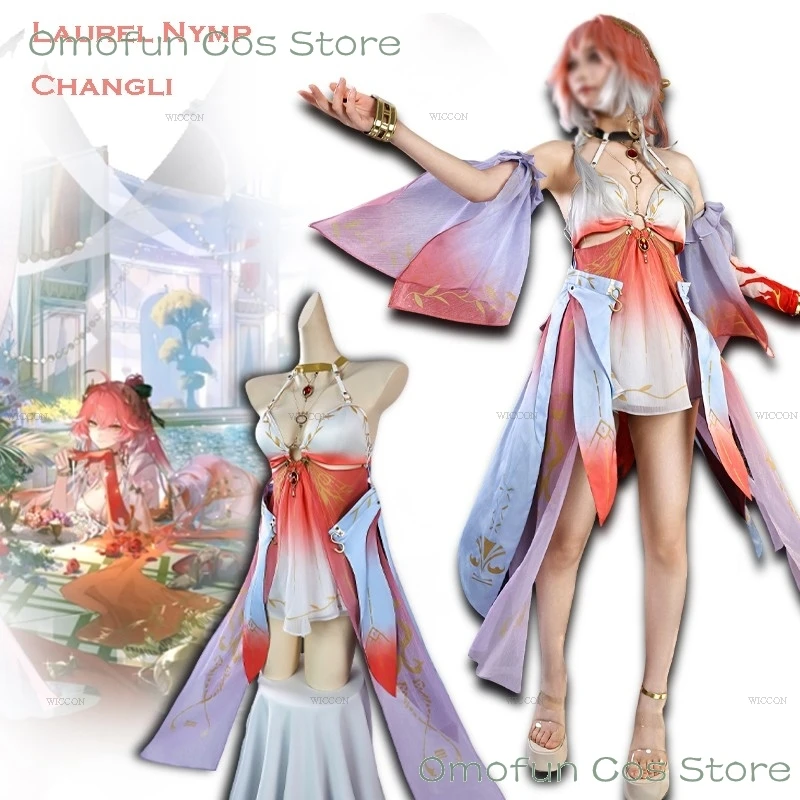 

Wuwa Changli Cosplay Costume Wig Anime Game Laurel Nymph Wuthering Waves Halloween Woman Role Play Fancy Sexy Swimming Outfit