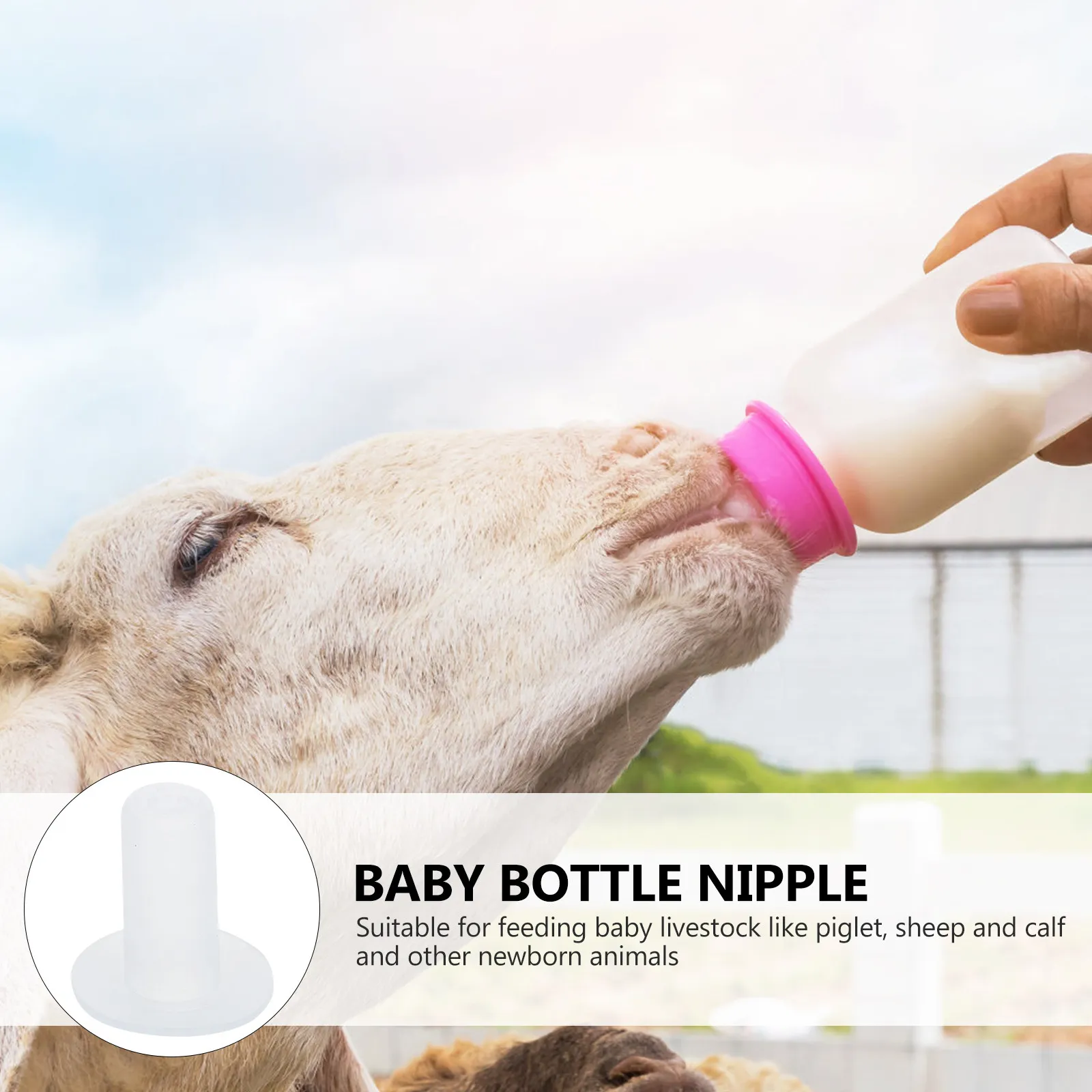 

10Pcs Silicone Nursing Bottle Nipples Strong Anti-Bite Lamb Feeding Nipples Animal Milk Bottles Pacifiers for Calf Piglet Sheep