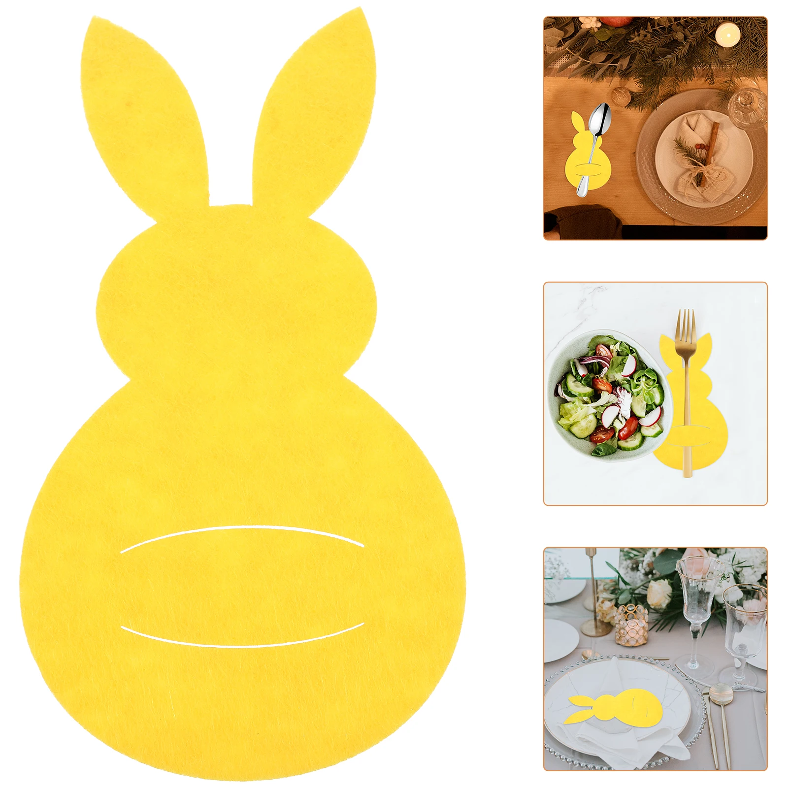 

4 Pcs Rabbit Cutlery Bag Bunny Utensil Holder Fork Bags Tableware Shape Adorable Pouch Cloth Shaped Banquet Serving Utensils