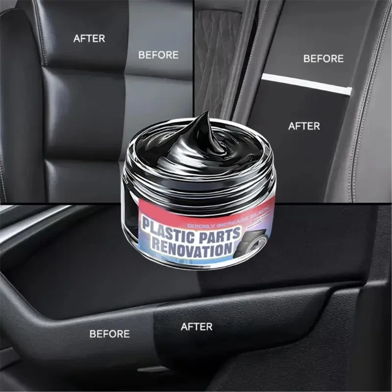Wipe-On Car Interior Restorer Paste with Sponge for Plastic Trim,Detail Cream for Door Panels, Dashboards,Leather Touch-Up and T