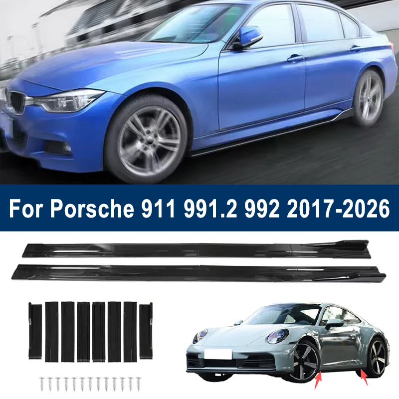 

For Porsche 911 991.2 992 2017-2026 Car Side Skirt Splitters Extended Side Spoiler Sport Body Kit Bumper Lip Modified Parts 8Pcs
