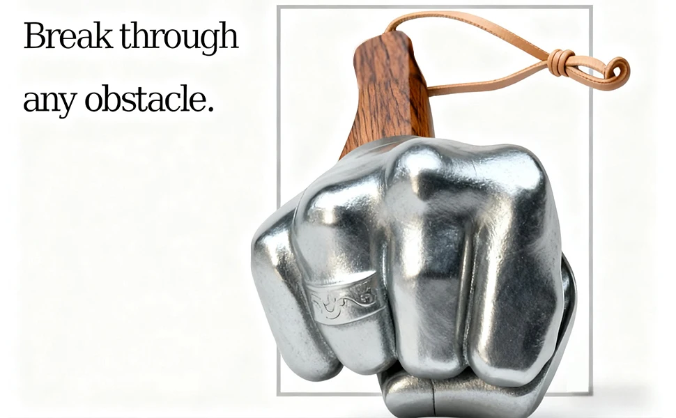 Fist Hammer Stainless Steel Wooden Handle Manual Tool Hammer Craft Gift Decorative Ornament Portable Window Breaker Outdoor Camp