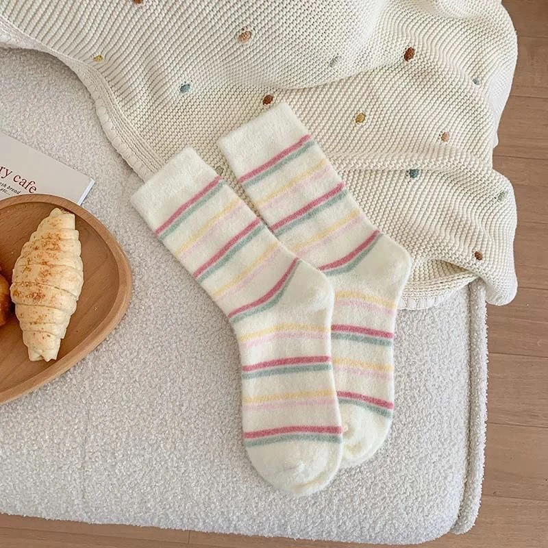 Fluffy Socks Female Pink Puppy Cute Sweet Autumn Winter Girls Wool Thickening Harajuku Home Warm Cylinder Sleep Casual Cartoon