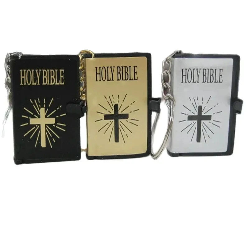 Original New Men's Gold Mini Bible Keychain on Pant Visible Paper Scripture Women Jesus Keyring trinket Christmas Gift